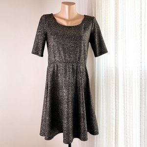 LAST CHANCE Gianni Bini Metallic Gold Foil Black Party Skater Dress New Years M